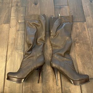 Knee high boots with heels/platform- worn once